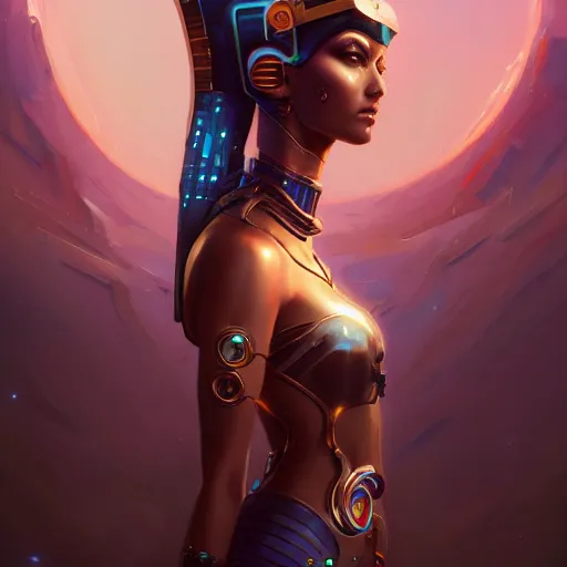 Image similar to a portrait of a beautiful cybernetic cleopatra, cyberpunk concept art by pete mohrbacher and wlop and artgerm and josan gonzales, digital art, highly detailed, intricate, sci-fi, sharp focus, Trending on Artstation HQ, deviantart, unreal engine 5, 4K UHD image