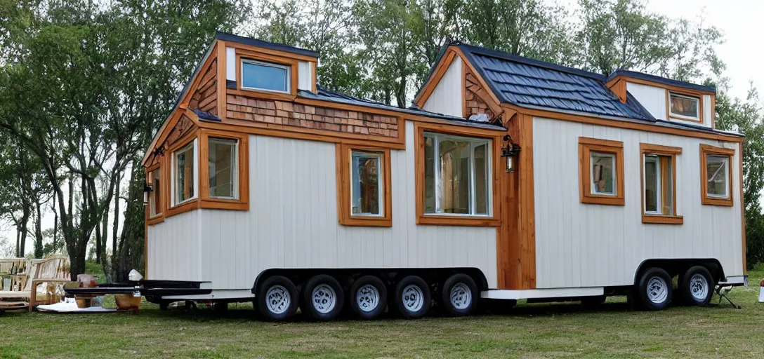 Image similar to parthenon - inspired tiny house on trailer.