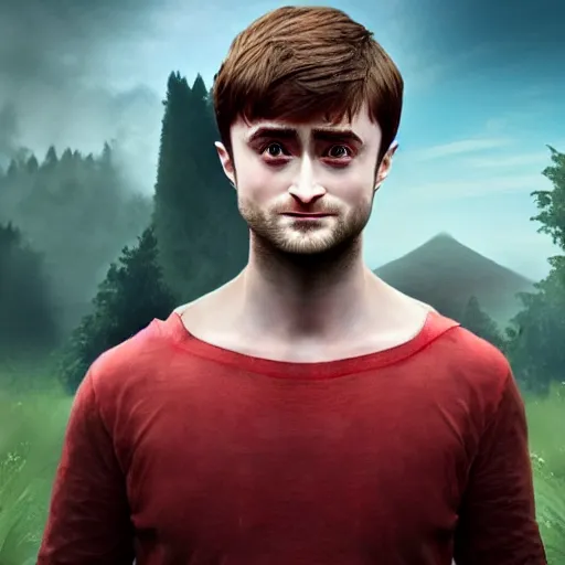 Prompt: hybrid of daniel radcliffe and a!! radish!!, film still,!! red skin!!,!! leaf ears!!, daniel radish, makeup, unreal engine 5, seeds, 8 k, trending on artstation