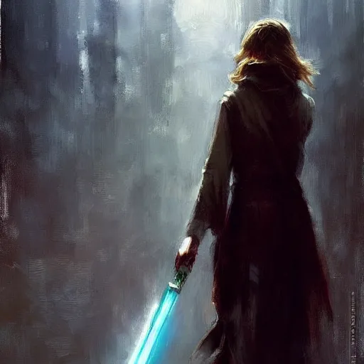 Image similar to emma watson as a jedi, jeremy mann painting