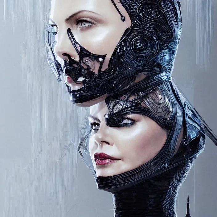 Image similar to portrait of charlize theron as a catwoman 1 9 8 9. intricate abstract. intricate artwork. by tooth wu, wlop, beeple, dan mumford. octane render, trending on artstation, greg rutkowski very coherent symmetrical artwork. cinematic, hyper realism, high detail, octane render, 8 k, iridescent accents