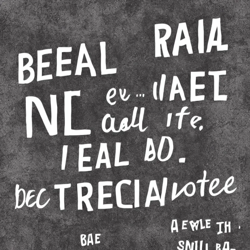 Prompt: bereal, be real, app, real. iphone. motivational poster. [ the word be ] [ the word real ].