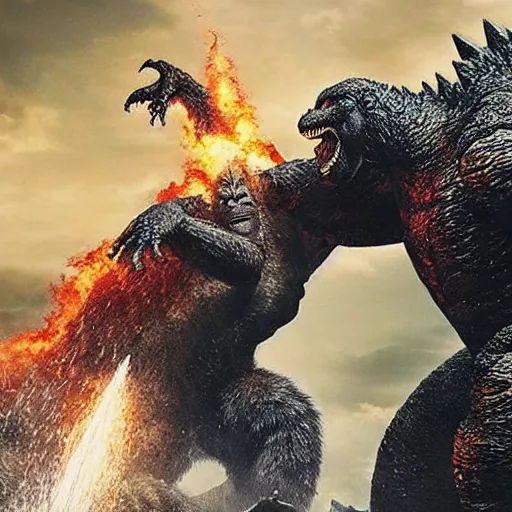 Prompt: godzilla fighting king kong in new york, detailed