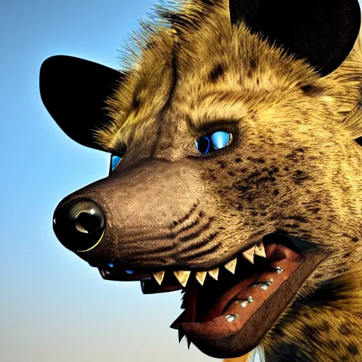 Image similar to Hyena fursuit, Realistic, HDR, HDD, Reallism, Real Life Engine,