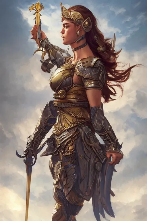 Image similar to amazon valkyrie athena, d & d, fantasy, portrait, highly detailed, headshot, digital painting, trending on artstation, concept art, sharp focus, illustration, art by artgerm and greg rutkowski and magali villeneuve