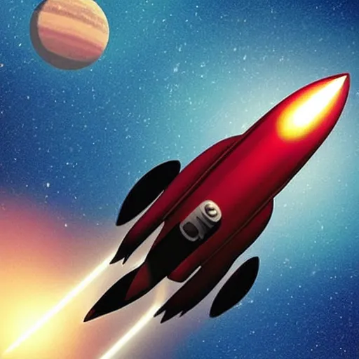 Image similar to “a rocket ship going to Pluto”