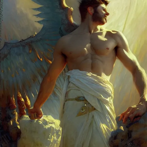 Prompt: attractive male lucifer morning s raising hell unto heaven. highly detailed painting by gaston bussiere, craig mullins, j. c. leyendecker, 8 k