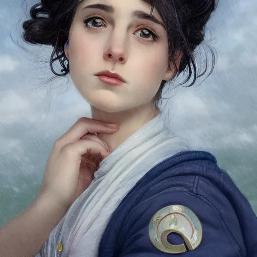 Image similar to epic portrait an woman wearing sailor uniform, digital painting, artstation, concept art, soft light, hdri, smooth, sharp focus, illustration, fantasy, intricate, elegant, highly detailed, D&D, matte painting, in the style of Greg Rutkowski and Alphonse Mucha and artemisia, 8k, highly detailed, jurgens, rutkowski, bouguereau, pastoral, rustic, georgic, detailed concept art, illustration, colorful pastel, painting, detail, ultra detailed, digital art, 4K,