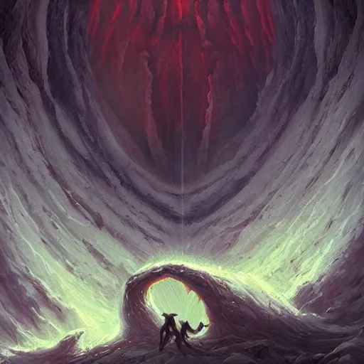 Image similar to a beautiful picture of a sculpted wall between earth and hell by Anato Finnstark trending on Artstation