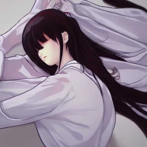 Prompt: Ayanami Rei is sleeping,anime,artstation,very detailed