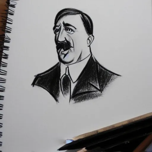 Image similar to milt kahl pencil sketch of adolf hitler