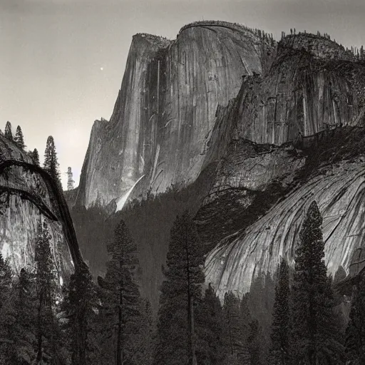 Image similar to gods cathedral at yosemite, by ansel adams