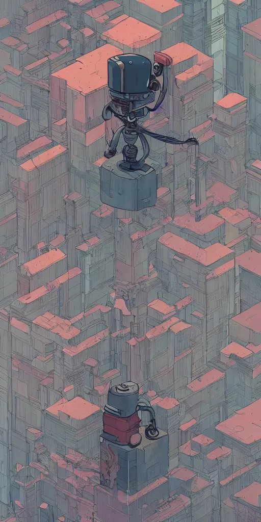 Image similar to a study of cell shaded cartoon of a single lonely robot lost in a dystopian city, illustration, wide shot, concept art by josan gonzales and wlop, by james jean, victo ngai, david rubin, mike mignola, laurie greasley, highly detailed, sharp focus, trending on artstation, hq, deviantart, art by artgem