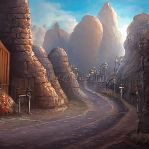 Image similar to streets of a fantasy desert kingdom, 8 k concept art highly detailed illustration