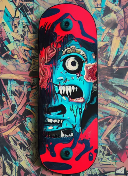 Image similar to zombie skateboard full body hiphop streetwear drip, tristan eaton, victo ngai, artgerm, rhads, ross draws