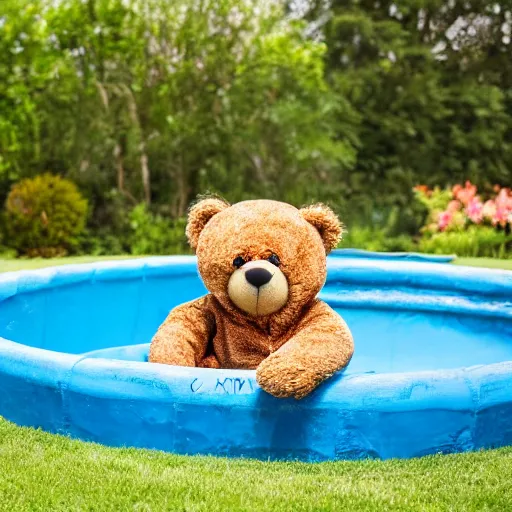 Image similar to teddy bear playing in a pool