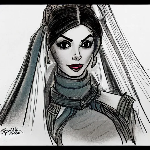 Image similar to milt kahl sketch of victoria justice as princess padme from star wars episode 3