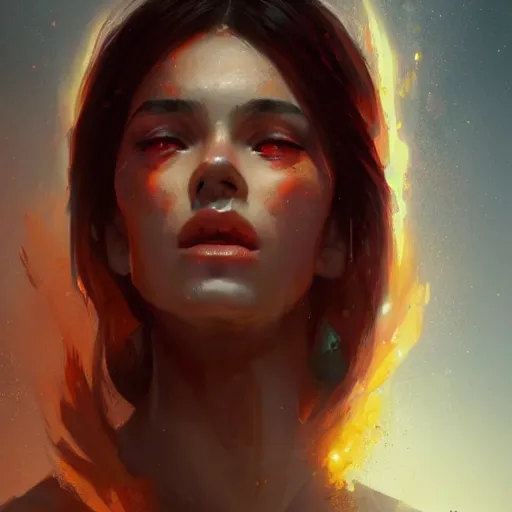 Image similar to a beautiful portrait of a flame goddess by by Greg Rutkowski and Raymond Swanland, Trending on Artstation, Flaming Background, ultra realistic digital art