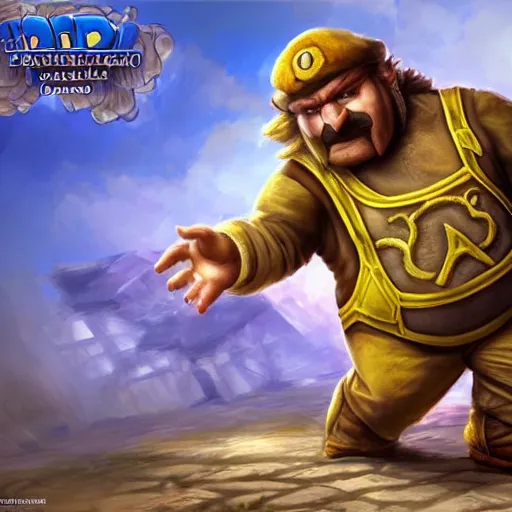 Image similar to Game screenshot of Gérard Depardieu as Wario, nintendo, fantasy, highly detailed, digital painting, artstation, concept art, sharp focus, illustration, art by Tony Sart and artgerm and randy vargas