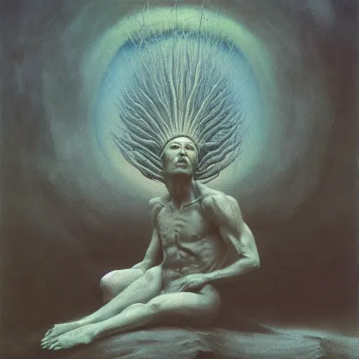 Image similar to Boreas by Zdzisław Beksiński, oil on canvas