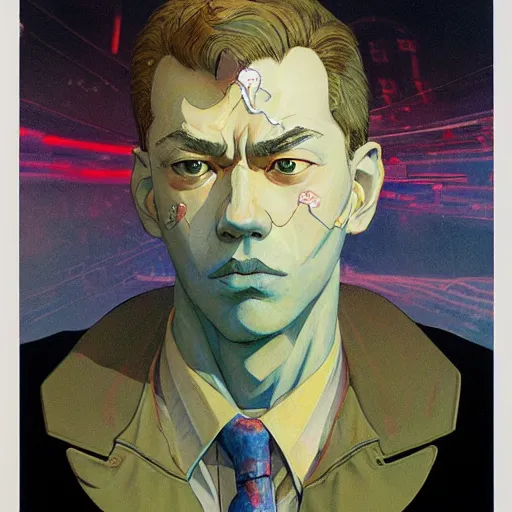 Image similar to prompt : soviet doomer portrait soft light painted by james jean and katsuhiro otomo and erik jones, inspired by akira anime, smooth face feature, intricate oil painting, high detail illustration, sharp high detail, manga and anime 1 9 9 9