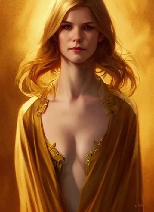 Image similar to Erin Moriarty as Lucifer morningstar, slight smile, highly detailed, digital painting, artstation, concept art, sharp focus, illustration, art by wlop and J. C. Leyendecker and Edmund Bliar Leighton and Charlie Bowater