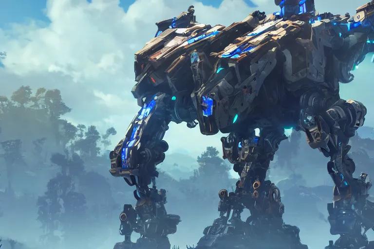 Image similar to stalker machine mecha animal beast robot of horizon forbidden west horizon zero dawn bioluminiscence global illumination ray tracing hdr fanart arstation by sung choi and eric pfeiffer and gabriel garza and casper konefal