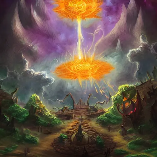 Image similar to rain of burning asteroids magic spell, magic spell in hearthstone art style, epic fantasy style art, fantasy epic digital art, epic fantasy card game art