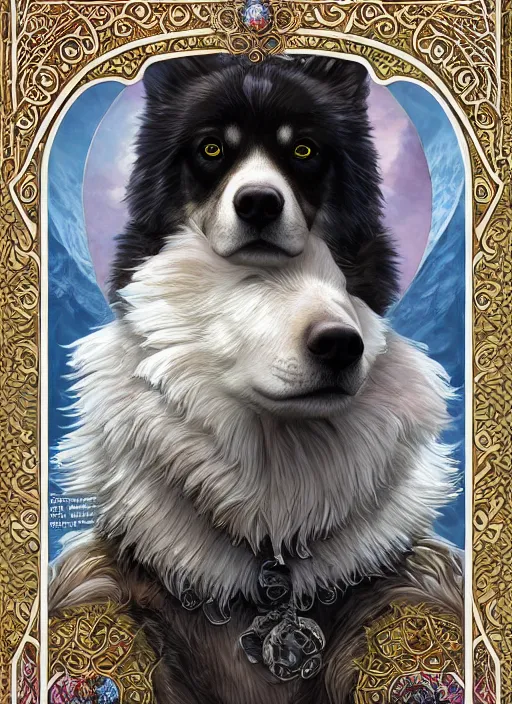 Prompt: Hyperrealistic beautiful sexy ethereal national geographic magazine cover white north pole dog portrait, art nouveau, fantasy, intricate flower designs, elegant, highly detailed, sharp focus, art by Artgerm and Greg Rutkowski and WLOP