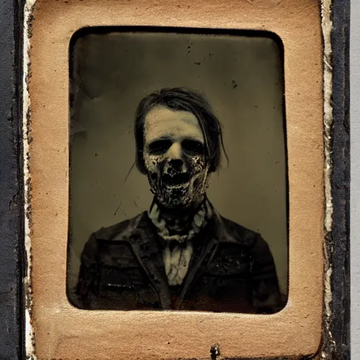 Image similar to tintype of a mangled zombie
