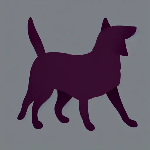 Image similar to silhouette of a shetland sheepdog, minimalist, vectorial art, gradient black to violet, trending on artstation