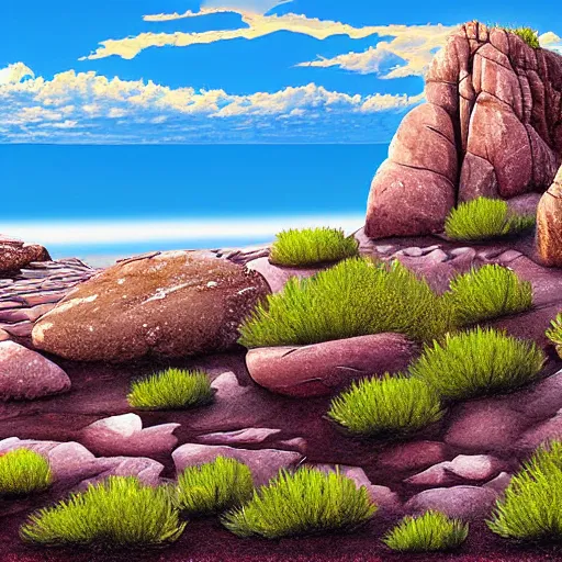 Image similar to rocky desert islands surrounded by steep crystalline cliffs, high quality digital art