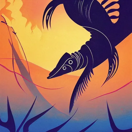 Image similar to fantastic mythical fish swimming around, eyvind earle style