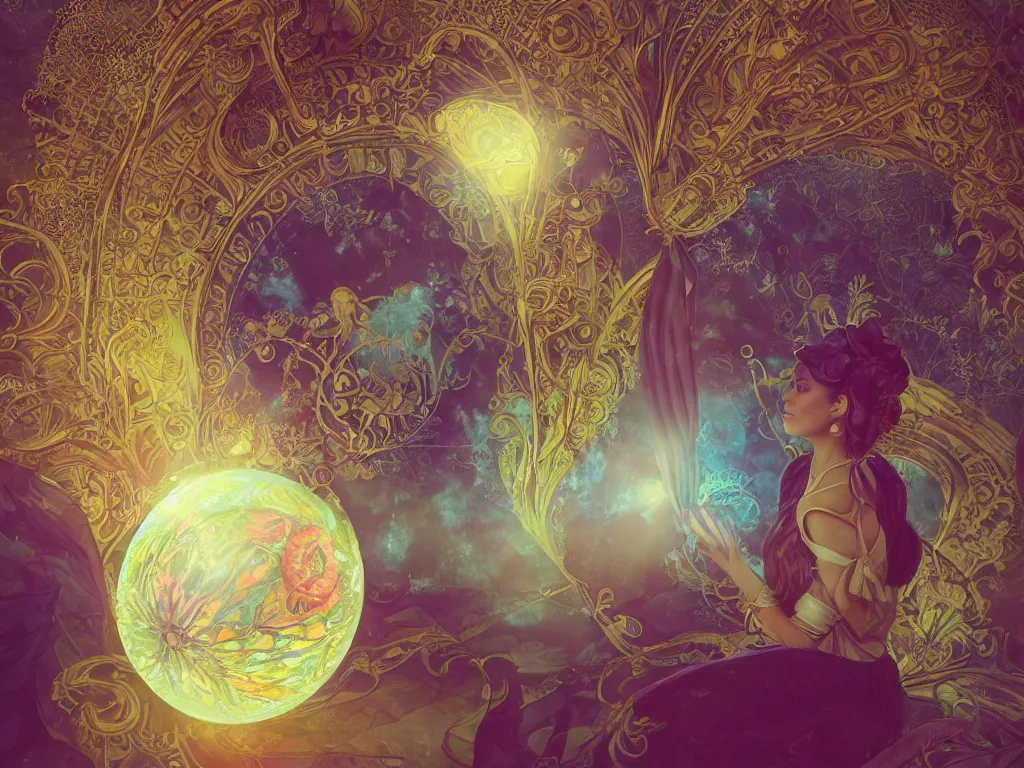 Image similar to the orb of dreams, sunlight study, art nouveau, by hans zatzka and ( ( ( ( lisa frank ) ) ) ), 8 k, sharp focus, octane render, ( ( ( kauai ) ) )