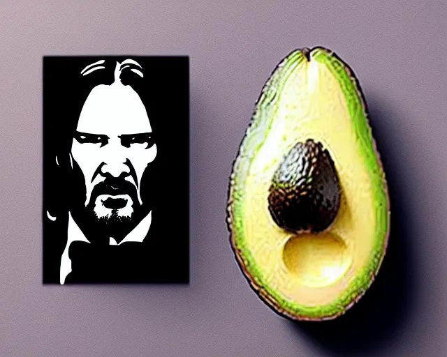 Prompt: avocado with face of john wick