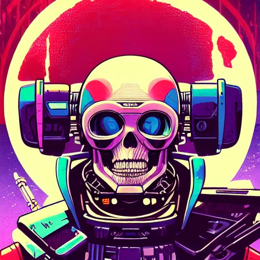 Image similar to close up portrait of a 28rd century Space Pirate by James Jean Dan Mumford Strongstufftom, most wanted warhammer 40k pirate, space skull helmet, dark thief data traveler, Ghost in the shell, Akira, anime cyberpunk, Blade Runner