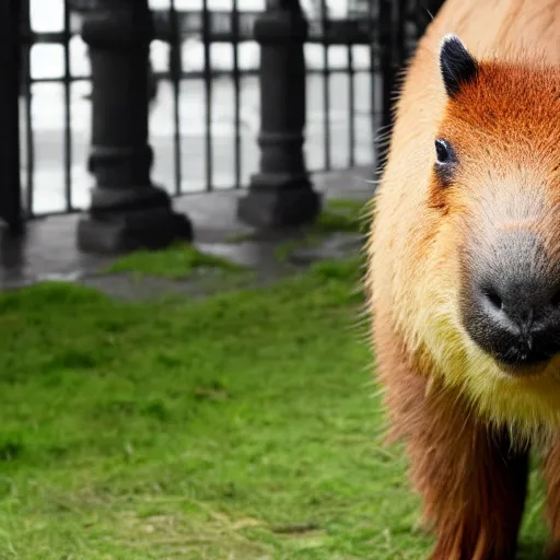 Image similar to a high quality photo of an antropomorphic capybara wearing a suit, 8k, digital art