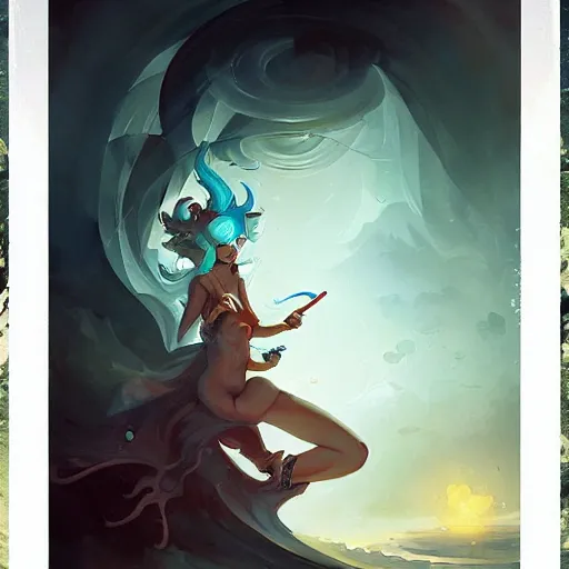 Image similar to a painting in the style of peter mohrbacher and in the style of james jean.