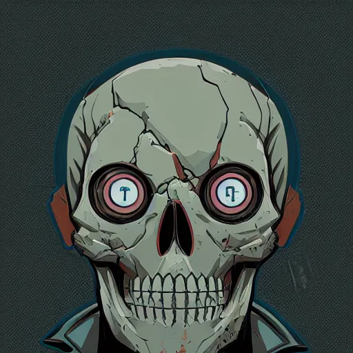 Prompt: delirium anime skull face portrait by petros afshar, tom whalen, laurie greasley, war face by greg rutkowski