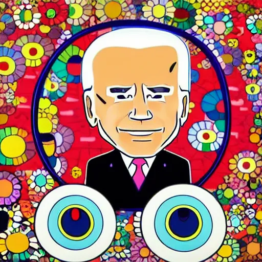 Prompt: a portrait of joe biden in the style of takashi murakami 4 k