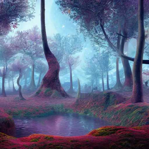 Prompt: fabulous, otherworlds forest in a wonderful fantasy world, ultrarealistic, ultradetailed, 8 k