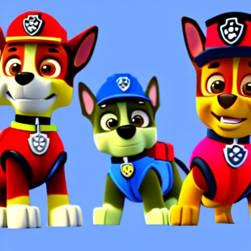 Image similar to paw patrol is on a roll, pixel art, artstation, stylistic, ultra realistic, 4 k