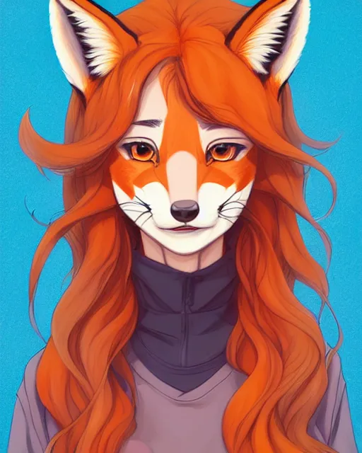 Prompt: fullbody portrait of wild half - fox woman with fox nose and ears, wearing summer jeans shorts and tshirt, anime art, concept art, detailed attractive face with fox nose and fox mouth, symmetrical, trending on pixiv, by lois van baarle by sung choi by john kirby artgerm style pascal blanche and magali villeneuve and hayao miyazaki