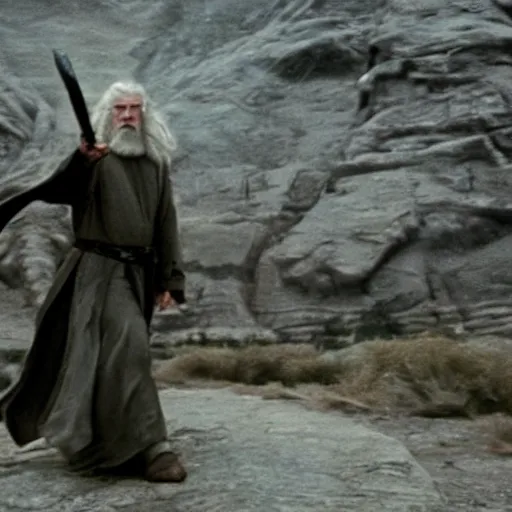 Image similar to movie still of gandalf dabbing as he comes to the rescue of helm's deep