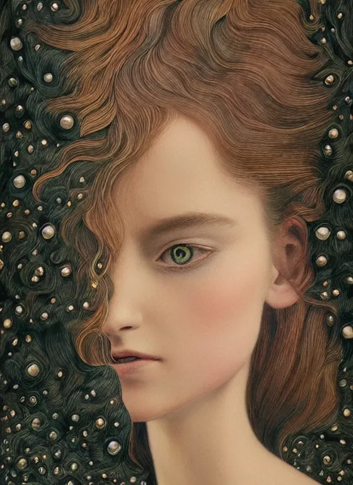 Image similar to future fashion girl, ultrafine hyperrealistic fantasy oil painting, art by ida outhwaite and loish, trending on artstation, intricate linework, sharp focus, smooth, unreal engine, dramatic lighting, 8 k