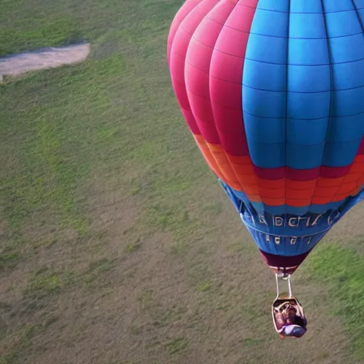 Prompt: Cute Teddy Bear is flying on a hot air balloon