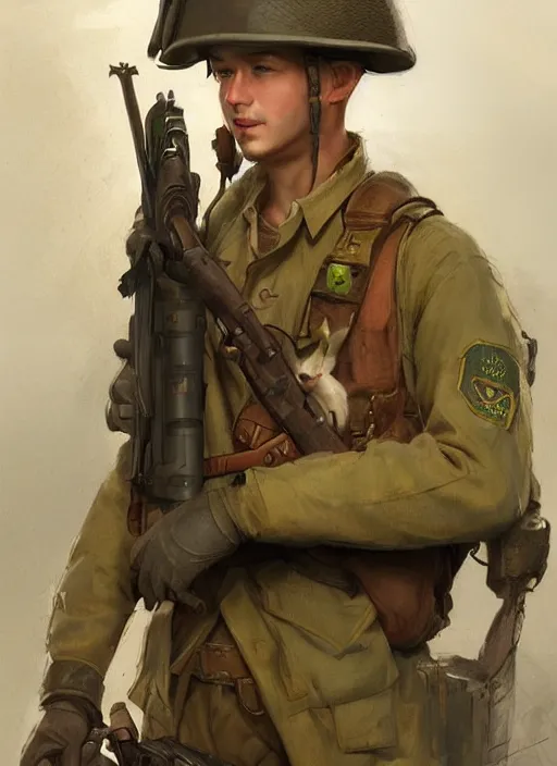 Prompt: peter rabbit as a us marine, world war 2, digital art by eugene de blaas and ross tran, vibrant color scheme, highly detailed, in the style of romanticism, cinematic, artstation, greg rutkowski