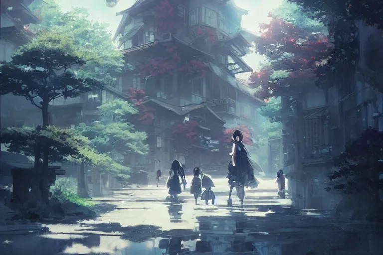 Image similar to anime kyoto animation key by greg rutkowski