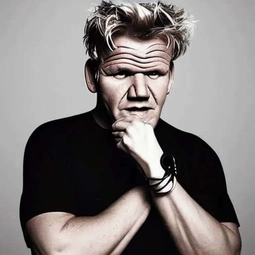 Image similar to Gordon Ramsay as a cyborg