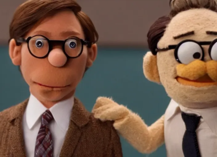 Image similar to film still of Dwight Schrute as a muppet from The Office, 4k